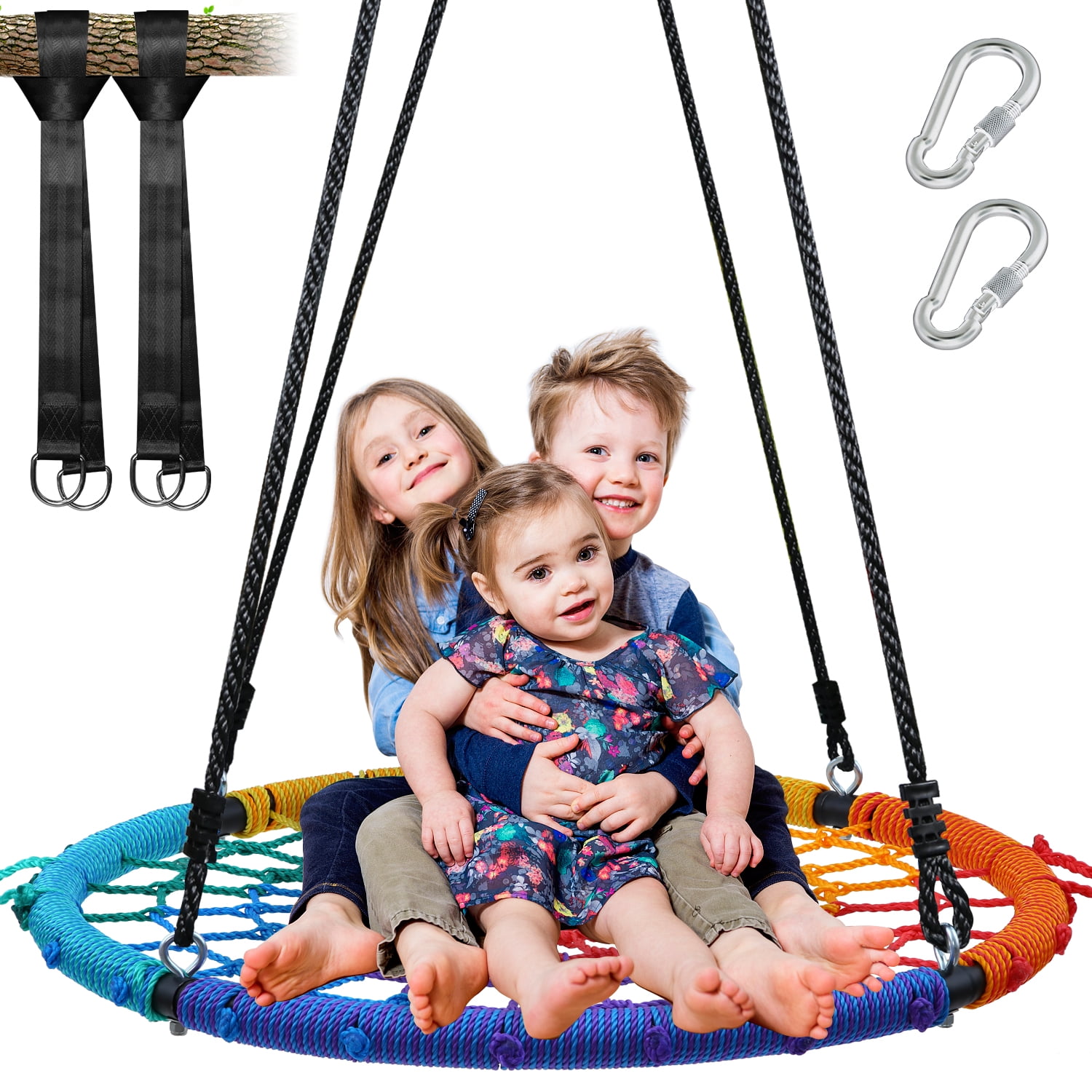 Rainbow 40 Inch Spider Web Swing with Steel Frame and Hanging Straps