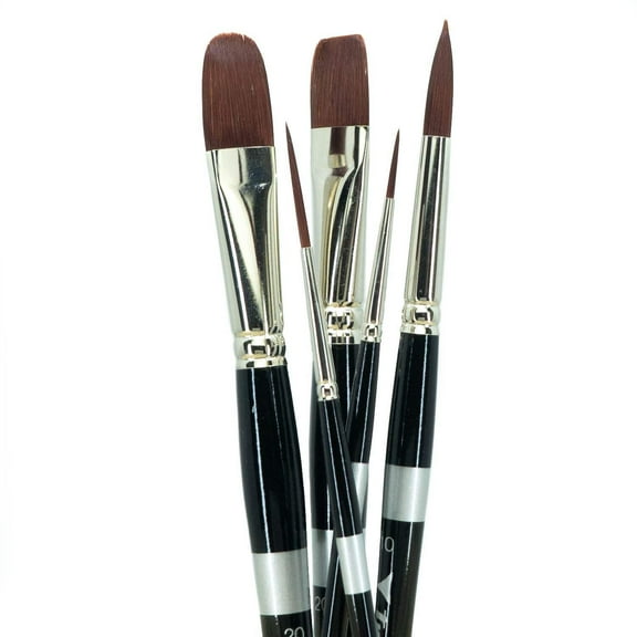 Trekell Crimson Taklon Synthetic Artist Brushes - Short Handle for Oil Acrylic Painting