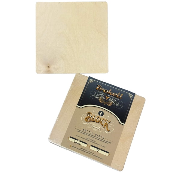 Trekell Raw Wood Block Panel - 1/2" Baltic Birch Wooden Painting Canvas - 6" x 6"