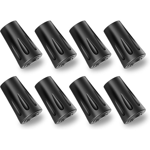 Trekking Pole Tips, 8 count Anti-Slip and Shock Absorbing Rubber Feets for Walking Stick, Fits Standard Hiking, Trekking, Walking Poles, 11 mm/0.43 inch Diameter