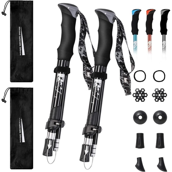 Trekking Poles - 7075 Adjustable Walking Sticks with Quick Locks, Expandable to 53", Ultralight for Hiking, Camping, Mountains (Set of 2)