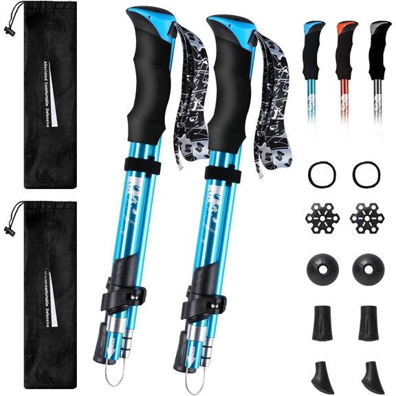 Trekking Poles - 7075 Adjustable Walking Sticks with Quick Locks, Expandable to 53", Ultralight for Hiking, Camping, Mountains (Set of 2)