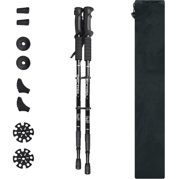 Trekking Poles Hiking Sticks,Ultralight Aluminum Trekking Poles for Hiking,Collapsible Hiking Poles for Women Men(25"–53"),Black