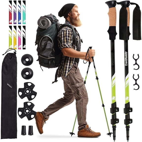 Trekking Poles - Lightweight 7075  Hiking Poles for Women, Men & Seniors - Collapsible or Foldable Walking Sticks for Travel, Trails &