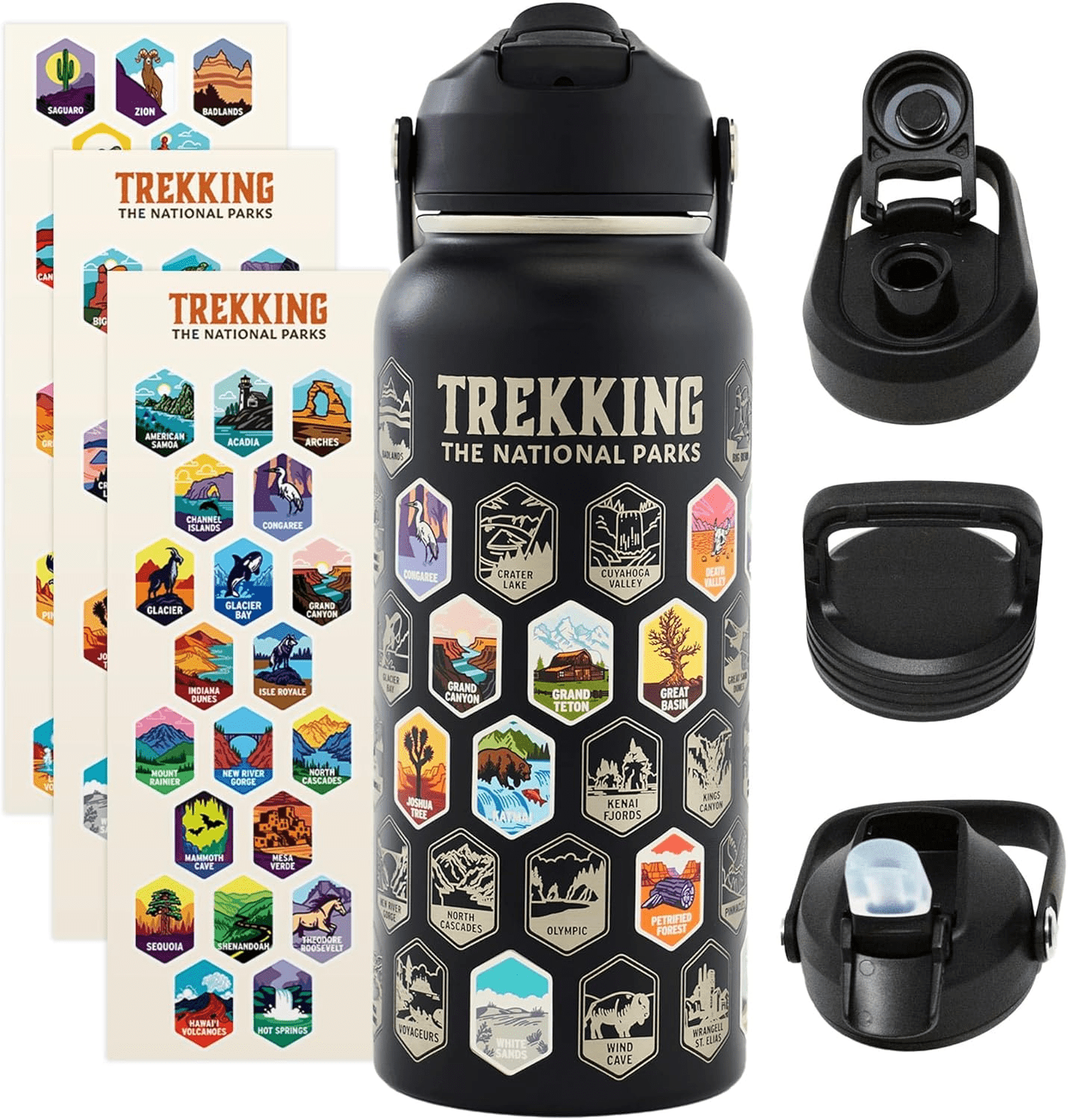 Trekking the National Parks Water Bottle with 63 Waterproof Stickers