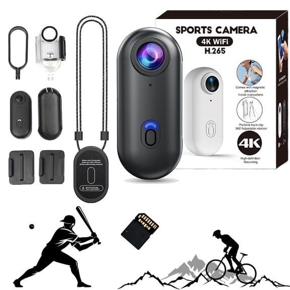 Treklon POV Camera, POV Camera for Baseball, 4k Mini Thumb Action Camera, Ipx7 Waterproof Underwater Camcorder, Wearable Action Body Cam with Mount, Body Cameras for Moto Diving (Black, 1080P)