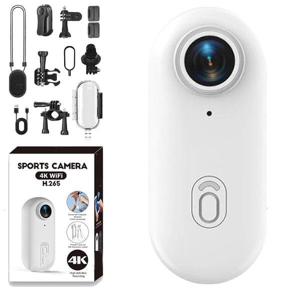 Treklon POV Camera, Stallion Frames Body Camera, Stallionframes 4K Thumb Action Cameras, Mini Handsfree Bodycam with Audio and Video Recording wearable for Cycling, Diving, Ski (4K-White High)