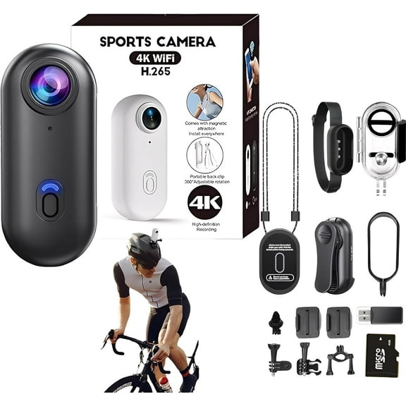 Treklon POV Camera, Thesnap Mini Cam, PO V Pro 4k Body Action Camera, 360° Rotation Portable Wearable Action Cam, for Cycling,Pet Walking and Outdoors Activities (Black 4K)