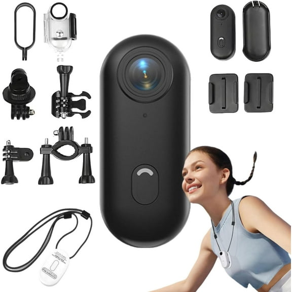 Treklon POV Camera, Treklon 4S Body Camera, UHD Thumb Action Camera, Body Cameras with Audio and Video Recording, Mini Waterproof Cam with Magnetic Clip ＆ Lanyard for Vlogging, Travel (Black, 0G)