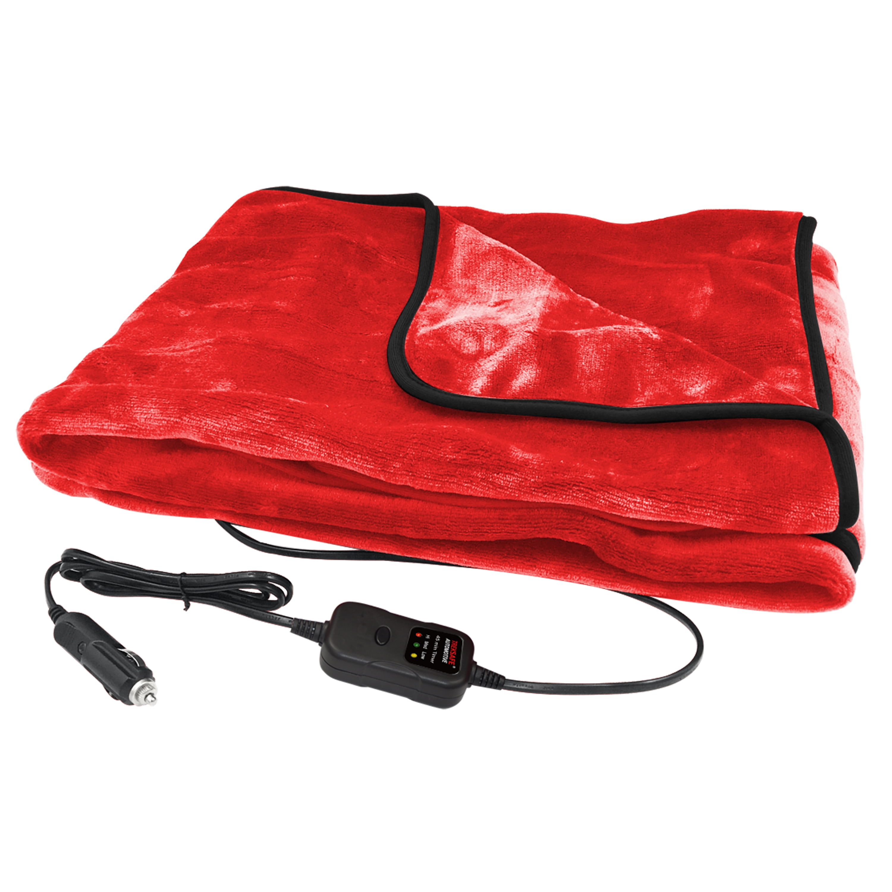 Treksafe Heated Travel Blanket, Warm on the Road, in Car Use, Red