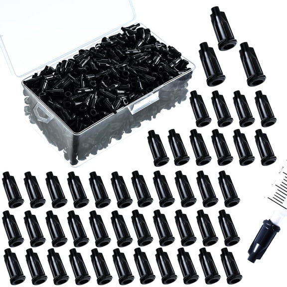 1000 Pieces Syringe Tip Caps Syringe Caps Dispensing Needle Tip Caps Black Syringe Plug with Storage Box Compatible with Luer Lock Syringes
