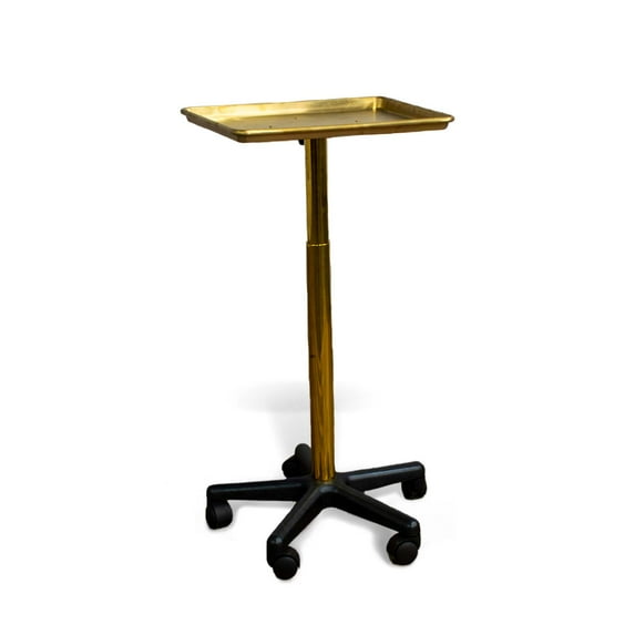 Trelavi Service Tray Rolling Adjustable Multi-Use for Hair Coloring, Tinting, Styling, Salon Service Tray Tattoo Facial Spa Organizing Tray, Gold