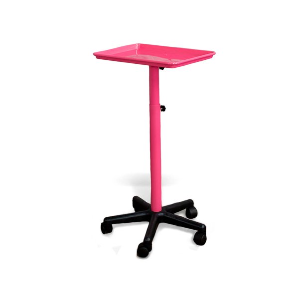 Trelavi Service Tray Rolling Adjustable Multi-Use for Hair Coloring, Tinting, Styling, Salon Service Tray Tattoo Facial Spa Organizing Tray, Pink