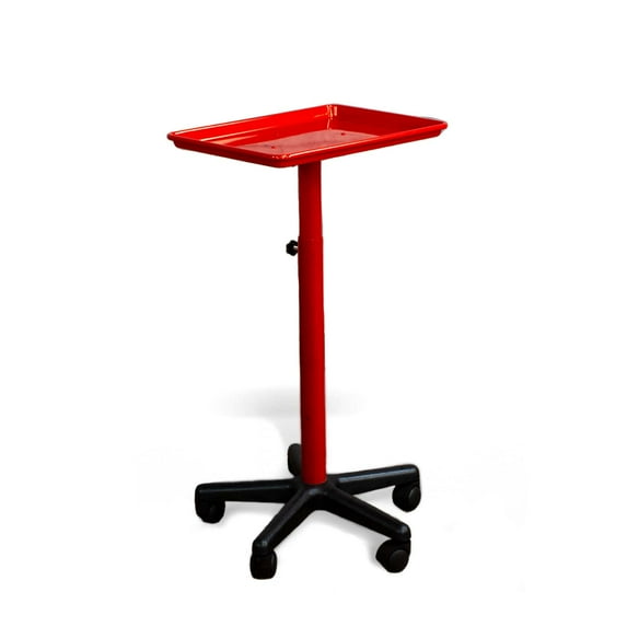 Trelavi Service Tray Rolling Adjustable Multi-Use for Hair Coloring, Tinting, Styling, Salon Service Tray Tattoo Facial Spa Organizing Tray, Red