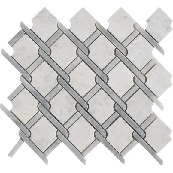 Trellis Carrara & Tahoe Honed Marble Waterjet Mosaic Tile