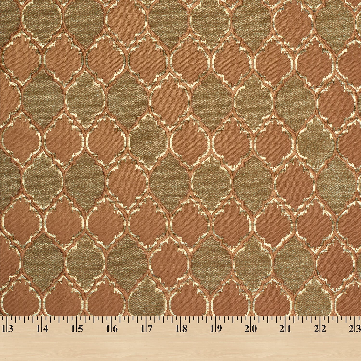 Trellis Chenille Upholstery Brocade Jacquard Polyester 57” Fabric By The Yard - Mocha / Khaki