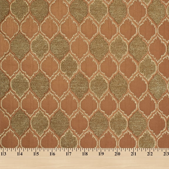 Trellis Chenille Upholstery Brocade Jacquard Polyester 57” Fabric By The Yard - Mocha / Khaki