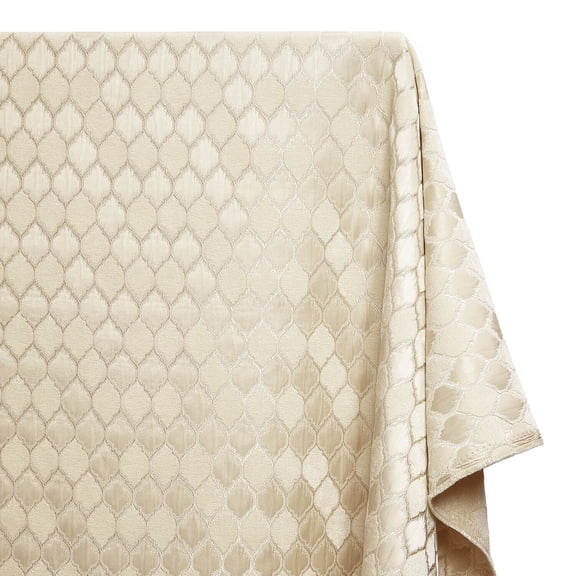 Trellis Chenille Upholstery Brocade Satin Jacquard Fabric 56/57 Inch Heavyweight Geometric Polyester By The Yard For Sewing & Upholstery - Beige / Ivory (5 Yards)