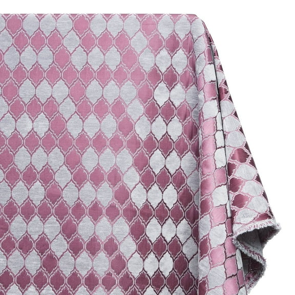 Trellis Chenille Upholstery Brocade Satin Jacquard Fabric 56/57 Inch Heavyweight Geometric Polyester By The Yard For Sewing & Upholstery - Plum / Silver (1 Yard)