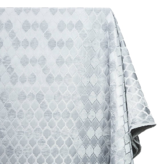 Trellis Chenille Upholstery Brocade Satin Jacquard Fabric 56/57 Inch Heavyweight Geometric Polyester By The Yard For Sewing & Upholstery - Off White / Grey (1 Yard)