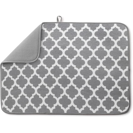 Bellemain Dish Mat Microfiber Dish Drying Mat Super Absorbent Kitchen Mat, XXL, 17" x 24", Trellis