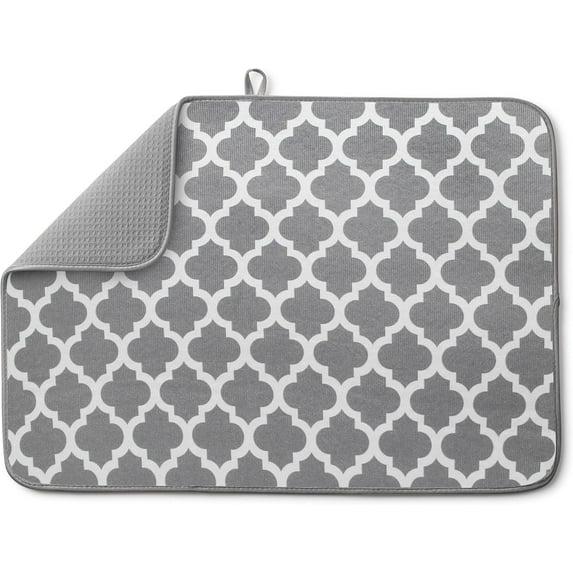 Bellemain Dish Mat Microfiber Dish Drying Mat Super Absorbent Kitchen Mat, XXL, 17" x 24", Trellis