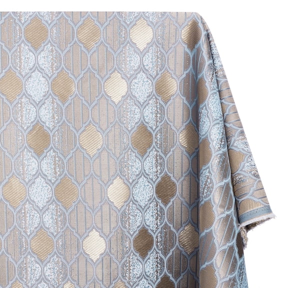 Trellis Extra Wide Brocade Upholstery Jacquard Polyester 115" Fabric By The Yard - Blue / Gold