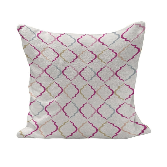 Trellis Fluffy Throw Pillow Cushion Cover, Victorian Oval Shapes Retro Antique Traditional Vintage Style Pattern Print, Decorative Square Accent Pillow Case, 26" x 26", Multicolor, by Ambesonne