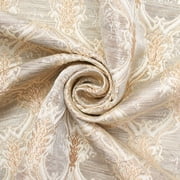 Trellis Geometric Extra Wide Two Tone Metallic 110" Heavyweight Upholstery Jacquard Polyester Fabric By The Yard Ivory, 1 Yard