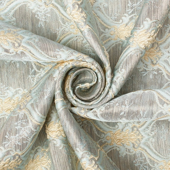 Trellis Geometric Extra Wide Two Tone Metallic 110" Heavyweight Upholstery Jacquard Polyester Fabric By The Yard (Light Blue, 5 Yards)