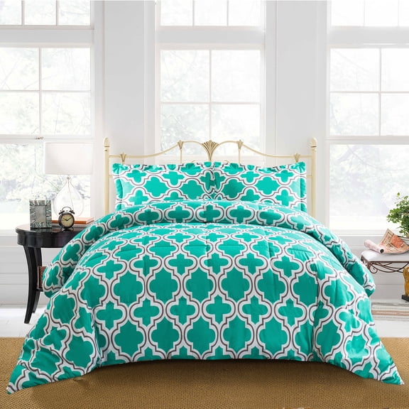 Trellis Geometric Twin/Twin XL Comforter Set, Teal