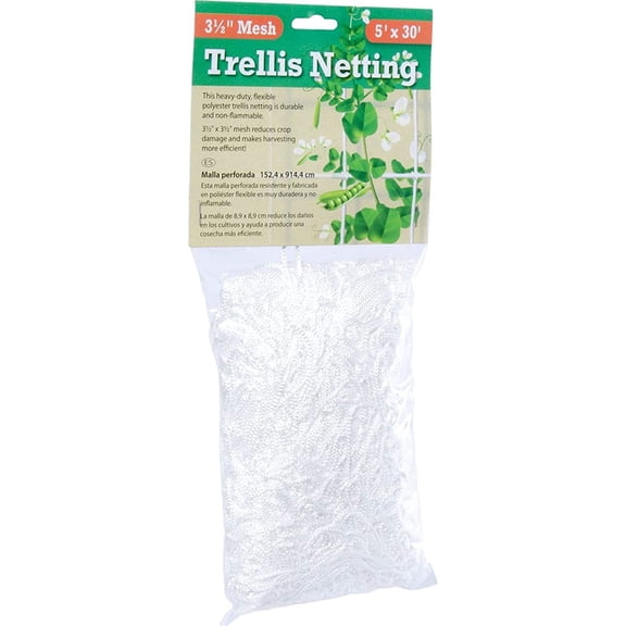 Trellis Netting, 3.5" Mesh, Soft Woven String, 5' Wide X 30' Long, HGN30S, Increases Harvest