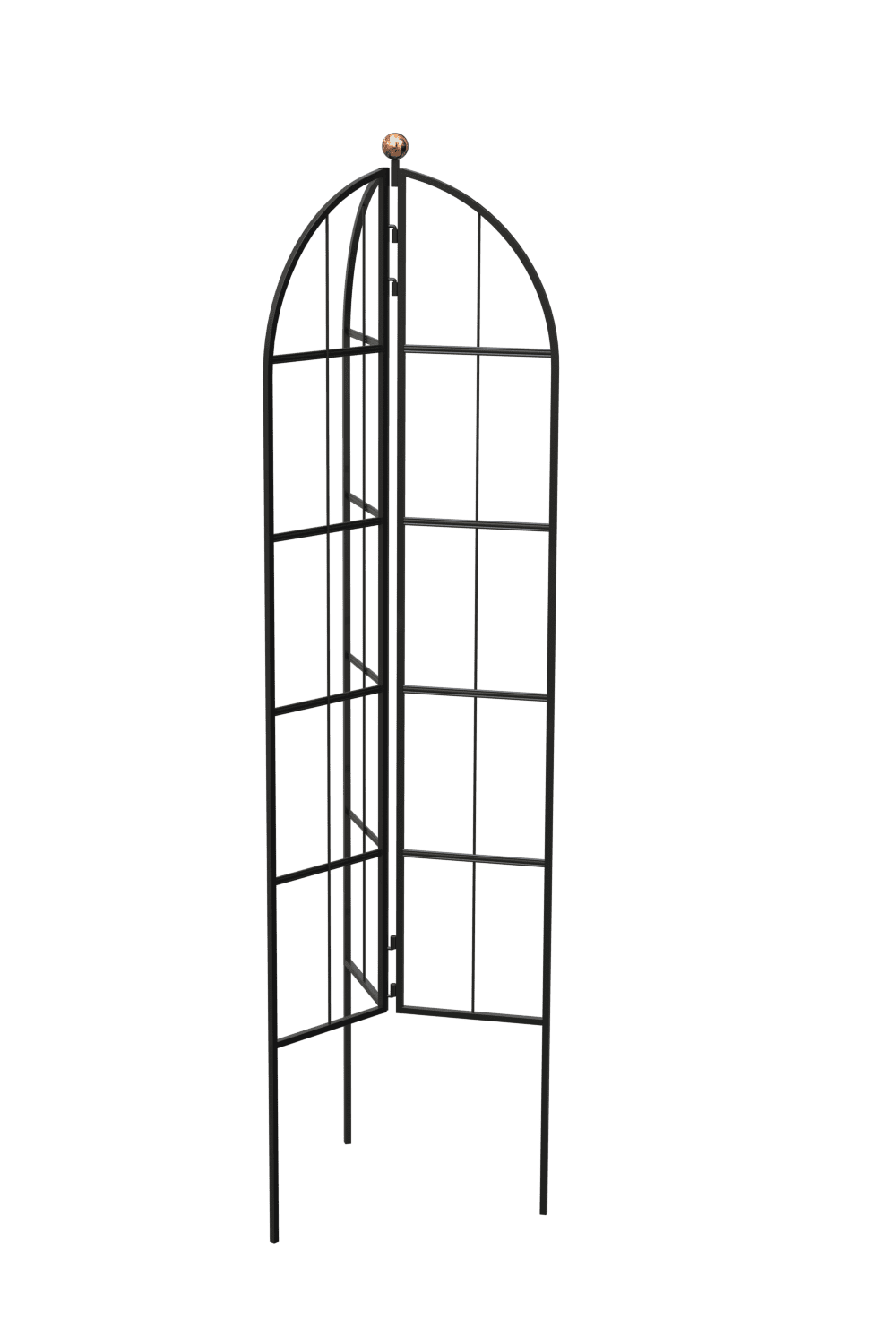 63.6" Black Steel Traditional Garden Trellis with Copper Accent