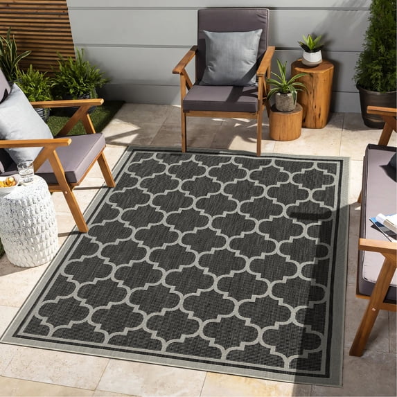 Trellis Pattern Rug | Enhances Living Room and Outdoor Spaces | Durable, Easy to Clean, Polypropylene Main Material
