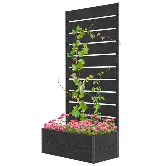 Trellis Planter for Climbing Plants, Raised Garden Bed with Trellis, Planter Box for Outdoor, 28.25" x 15" x 59", Black