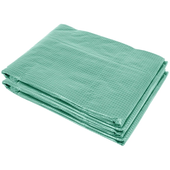 9.8' x 6.6' x 6.6' Plastic Greenhouse Cover Replacement, Heavy Duty Waterproof Tarp for Hoop House, Sheeting with 6 Windows, Door & Reinforcement Grid, Green