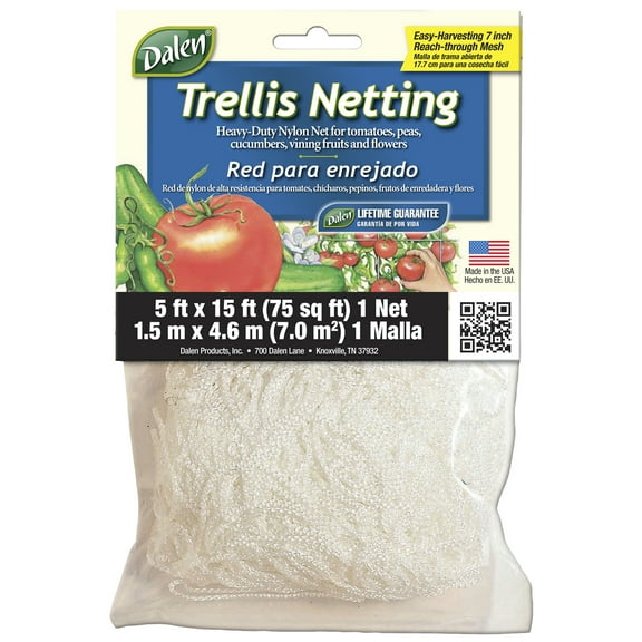 Dalen Trellis Netting Support for Climbing Plants and Vegetables – Heavy Duty Material – Tangle Free Nylon - 7" Mesh - 5' x 15'