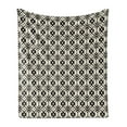 thumbnail image 1 of Trellis Soft Flannel Fleece Throw Blanket, Abstract Floral Details Polka Dots and Strokes Antique Vintage, Cozy Plush for Indoor and Outdoor Use, 60" x 80", Eggshell Charcoal Grey, by Ambesonne, 1 of 6