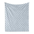 thumbnail image 1 of Trellis Soft Flannel Fleece Throw Blanket, Lattice Like Pattern Chain Nostalgic Monochrome Old Fashioned Tile Design, Cozy Plush for Indoor and Outdoor Use, 70" x 90", Pale Blue White, by Ambesonne, 1 of 5