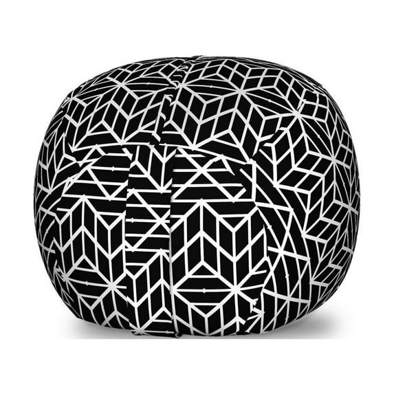 Trellis Storage Toy Bag Chair, Monochrome Lattice Ornament on Dark Background Vintage Inspired Grid Art, Stuffed Animal Organizer Washable Bag, Large Size, Charcoal Grey White, by Ambesonne