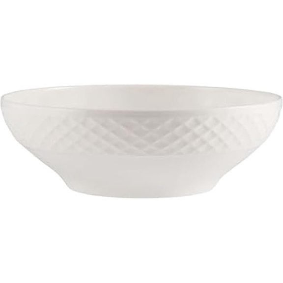 Trellis White Bone China Lightweight Chip Resistant Vegetable Serving Bowl,