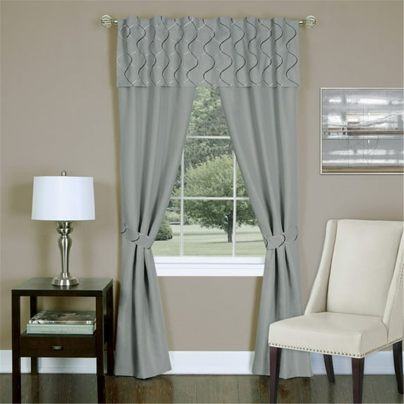 Trellis Window Curtain Set-Color:Silver,Quantity:5 Piece,Size:84X55