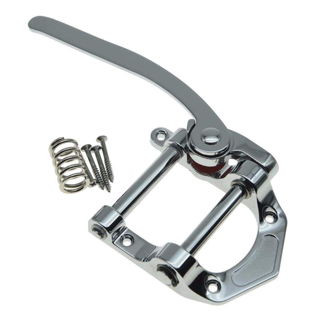 Tremolo Bridge for Electric Guitar, Chrome Plated Vibrato Tailpiece with Roller Bar, Replacement Flat Top Body, Hardtail Bridge Upgrade