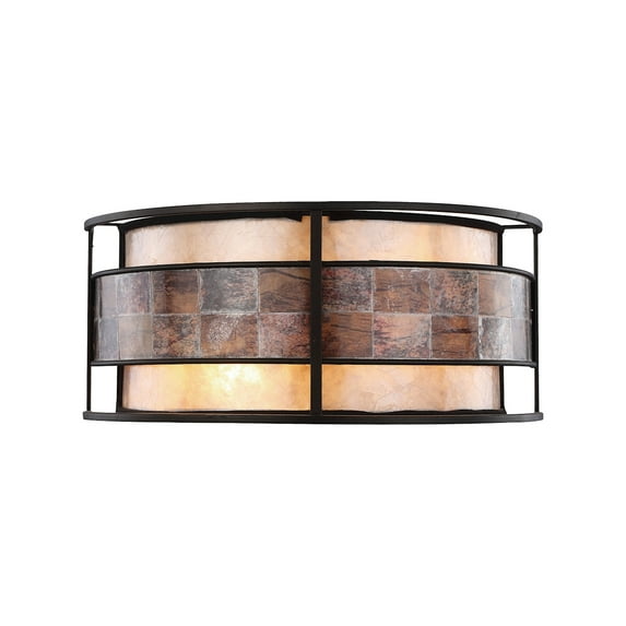 70260/2-Elk Lighting-Tremont - Two Light Wall Sconce Tiffany Bronze Finish with Tan Mica/Brown