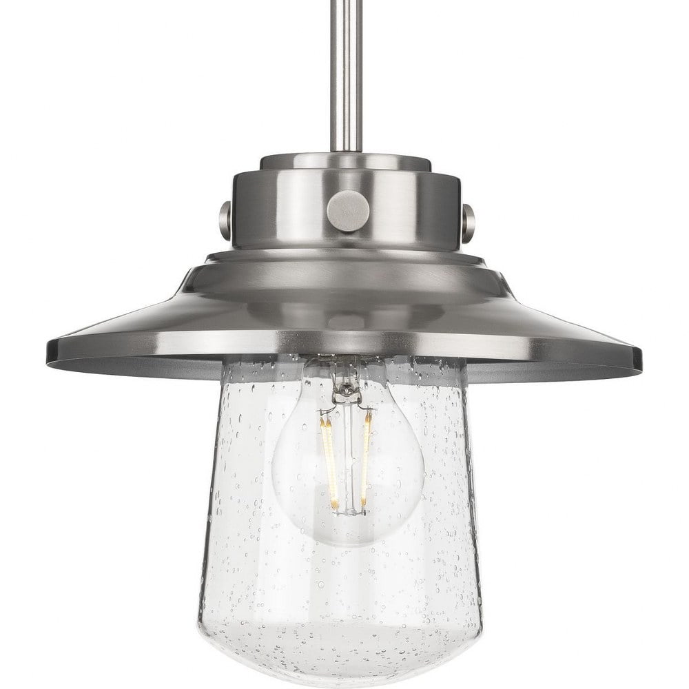 Tremont 9" Stainless Steel Seeded Glass Farmhouse Mini-Pendant