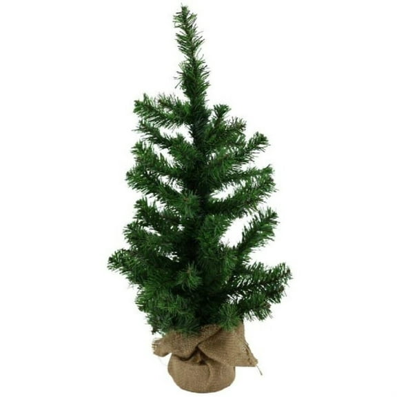 Tremont Floral Mini Green Christmas Tree with Burlap Base 24 Inch 61 Tips