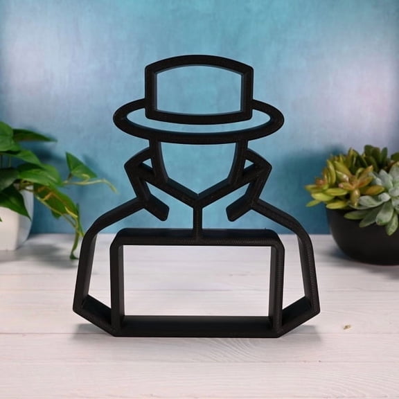 Trench Coat Hacker Sculpture, Minimalist Cyberpunk Line Art Decor