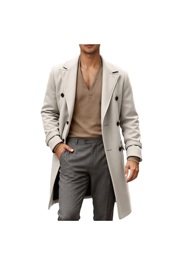 Trench Coat Men Anorak Jacket Classic Fall Winter Blend Overcoat Casual Outerwear For Daily Wear Timeless Design