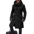 thumbnail image 1 of Trench Coat Men Double Breasted Business Wrap Hooded Long Jacket With Pockets Casual Knee Length Winter Overcoats, 1 of 5