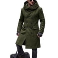 thumbnail image 1 of Trench Coat Men Double Breasted Business Wrap Hooded Long Jacket With Pockets Casual Knee Length Winter Overcoats, 1 of 5